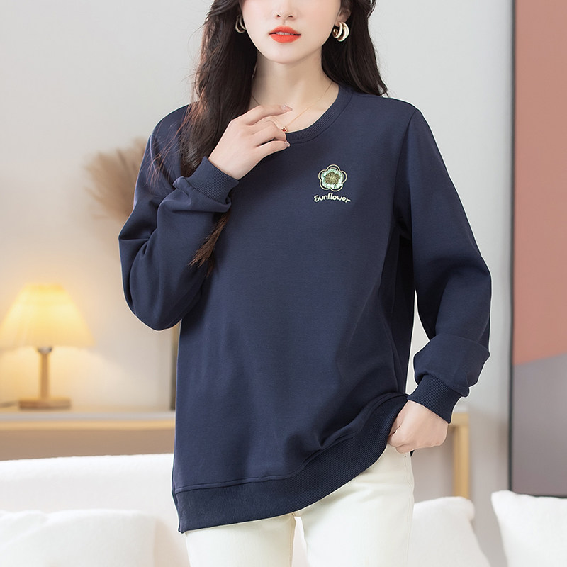 卫衣女春秋新款大码女装宽松中老年妈妈百搭休闲无帽套头显瘦上衣