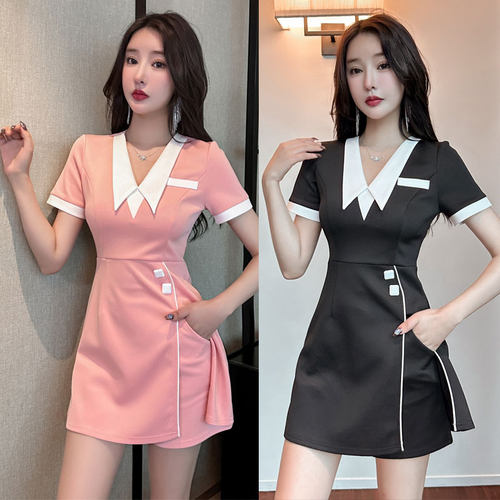 工服收腰a字裙酒店ktv气质美容服