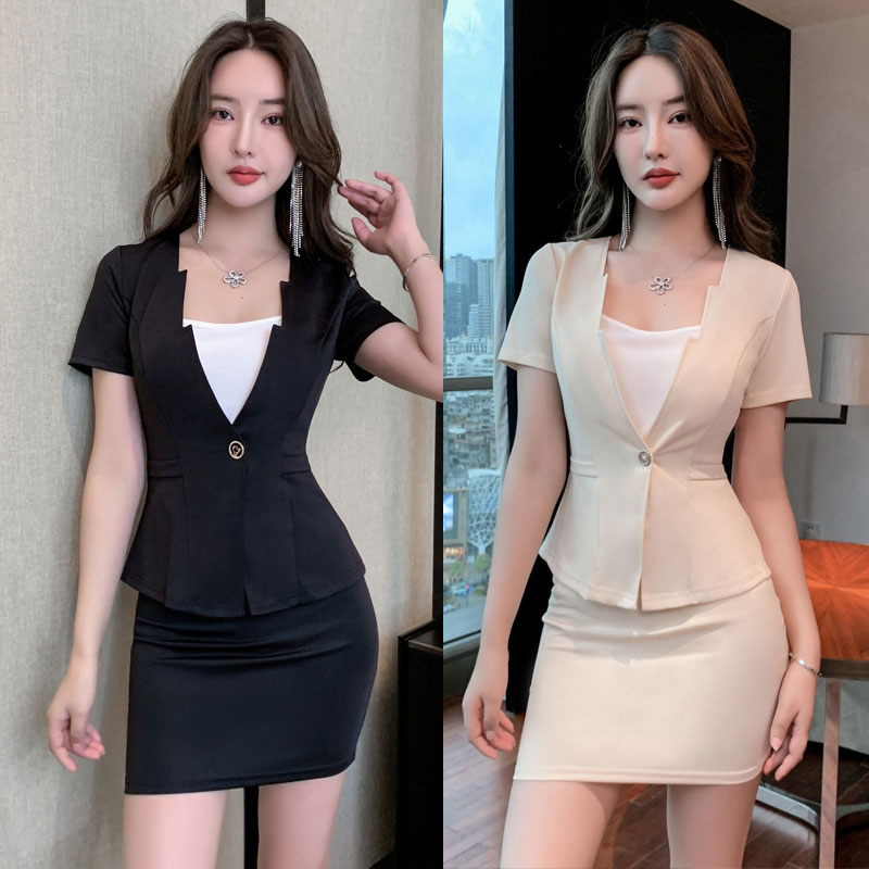 足疗技师工作服遮肚显瘦短袖套装图片