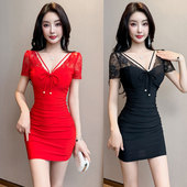 足疗桑拿馆技师春夏季 上班服性感遮肚娱乐会所前台酒吧小姐包臀裙