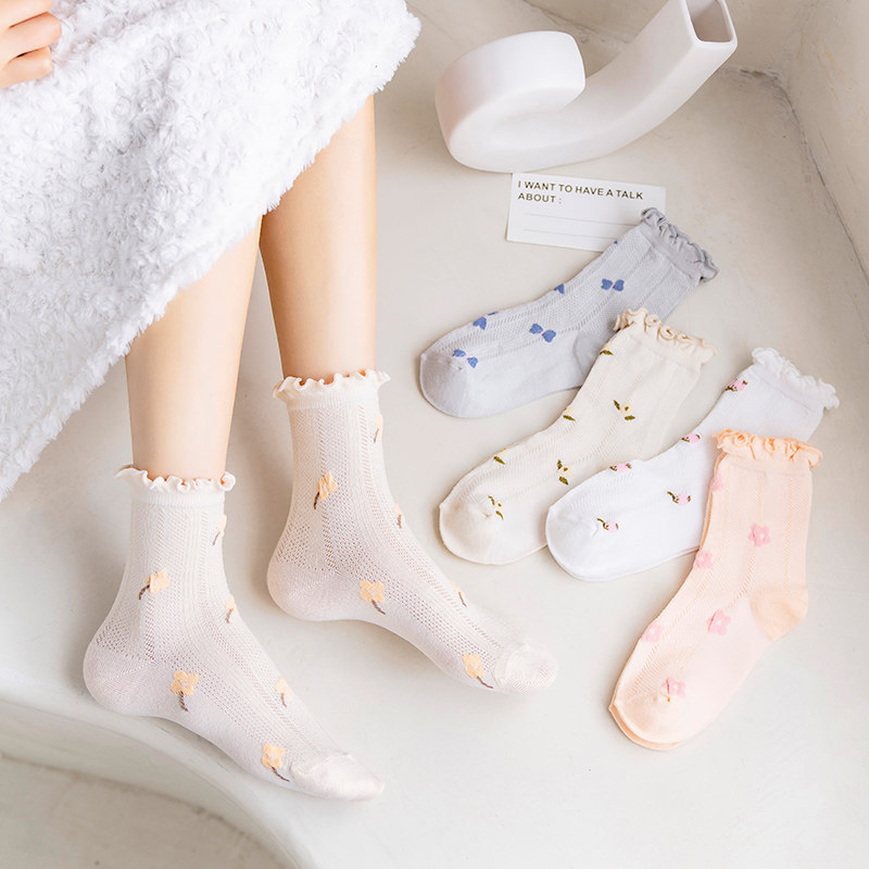 袜子女中筒袜纯棉ins潮网红款宽松月子袜夏季薄款网眼孕妇袜可爱,女士内衣/男士内衣/家居服,中筒袜,淘宝优惠券,粉丝福利购,淘宝优惠卷