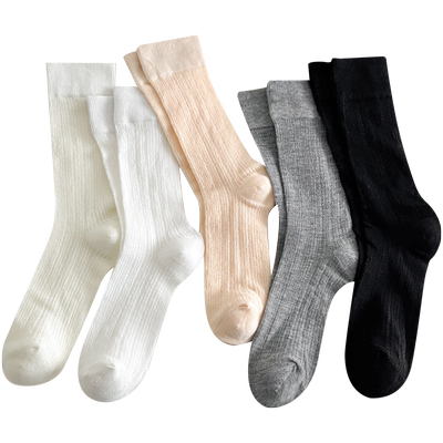 白色芭蕾风袜子女中筒袜