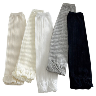 白色袜套夏季薄款袜子女竖条腿套夏天y2k灰色长筒透气堆堆袜女生