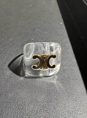 黄铜2026新款高定凯旋门戒指透明树脂亚克力镶嵌高级感轻奢风