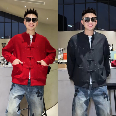 新年限定中式盘扣立领亮闪夹克男