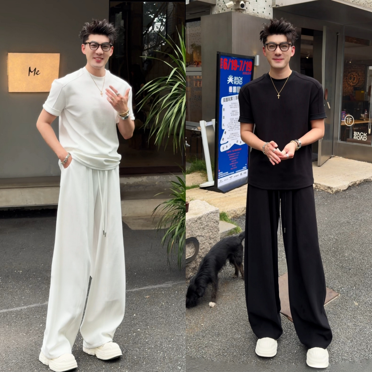 松弛慵懒感宽松舒适气质男士老钱高级感短恤夏季新品休闲时尚套装