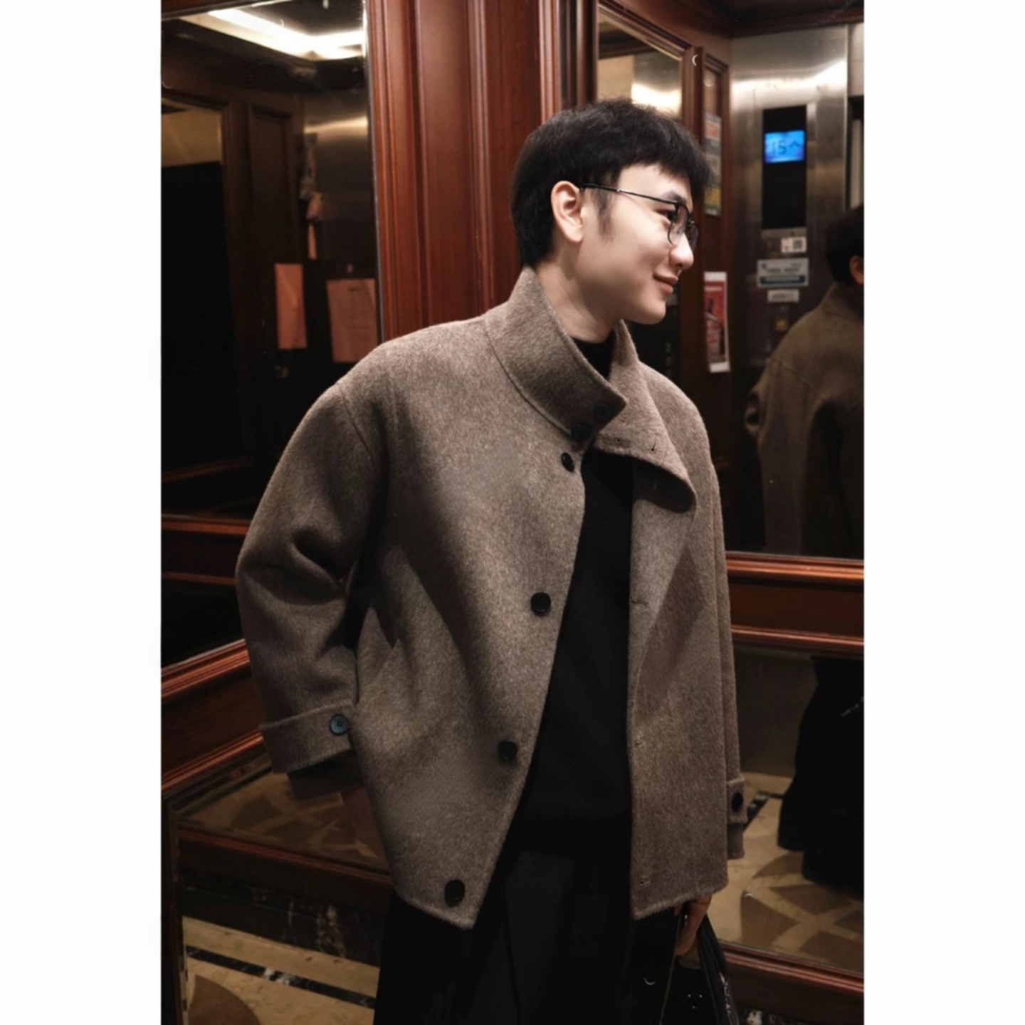 男士高级感轻奢简约保暖大衣外套