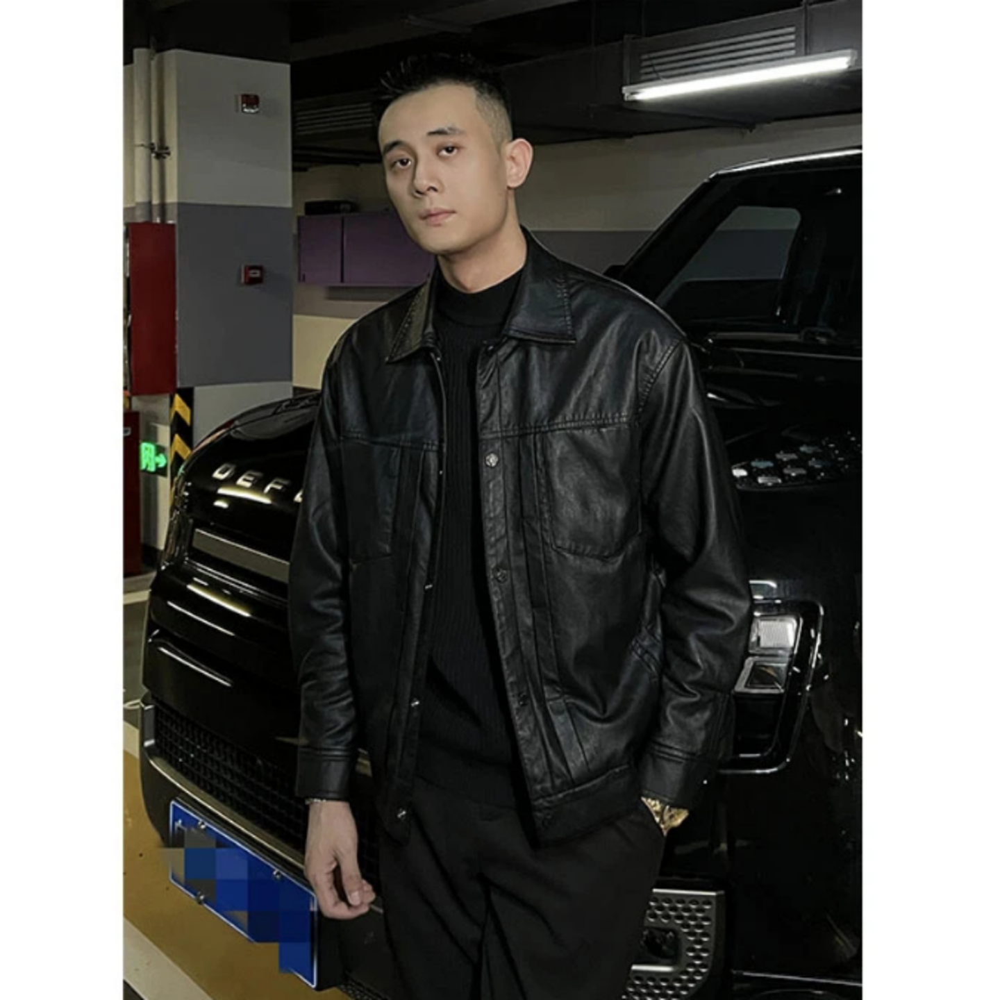 冬季新款PU皮轻奢商务加棉外套