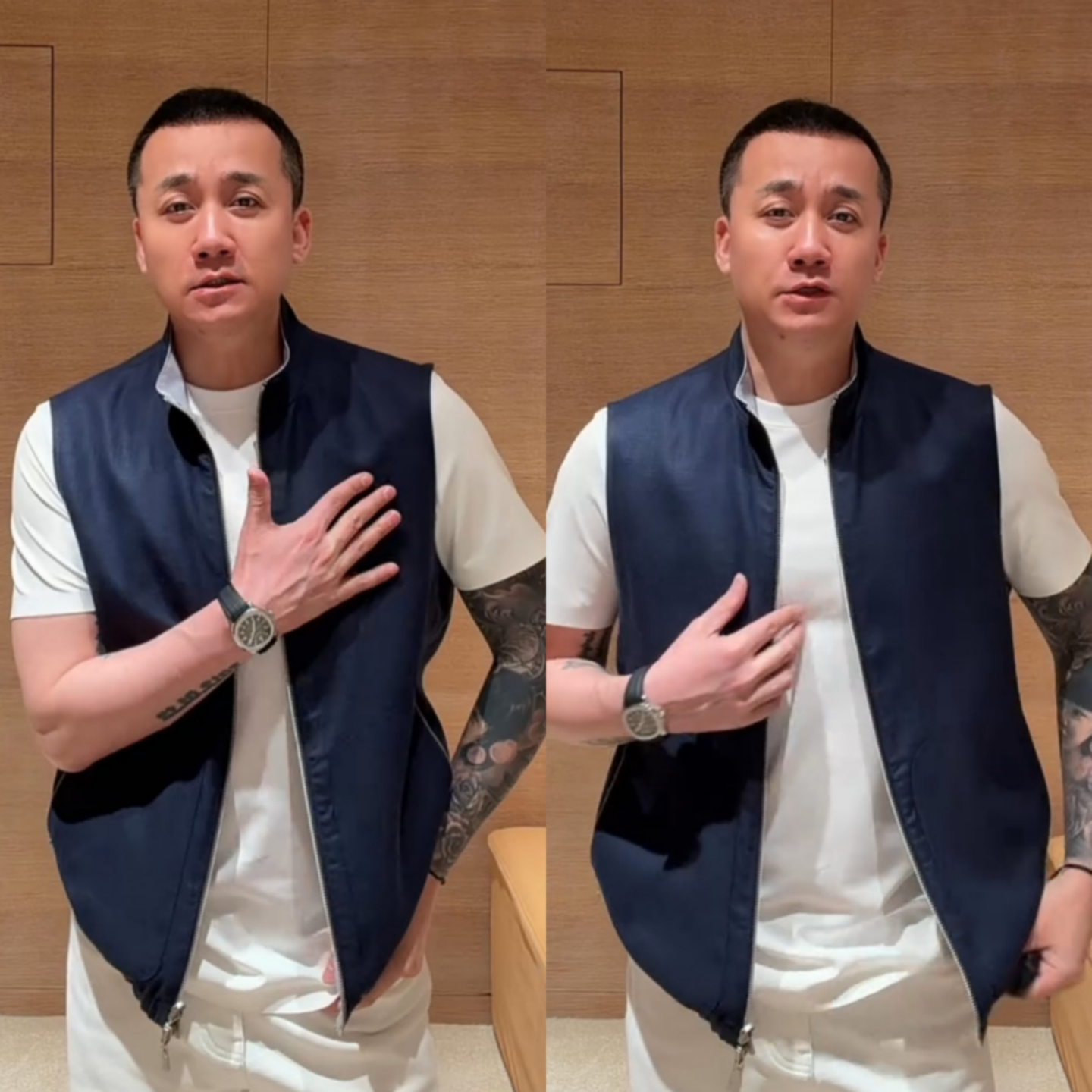 春季新款极简风男士马甲秋季休闲个性百搭潮流透气款立领拉链背心