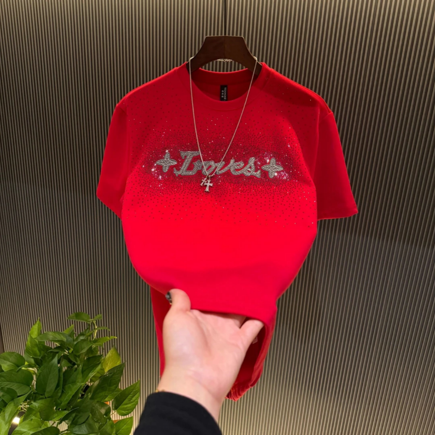 新年男士冬季短袖刺绣LOVE男款上衣半袖爆款轻奢时尚高定百搭圆领