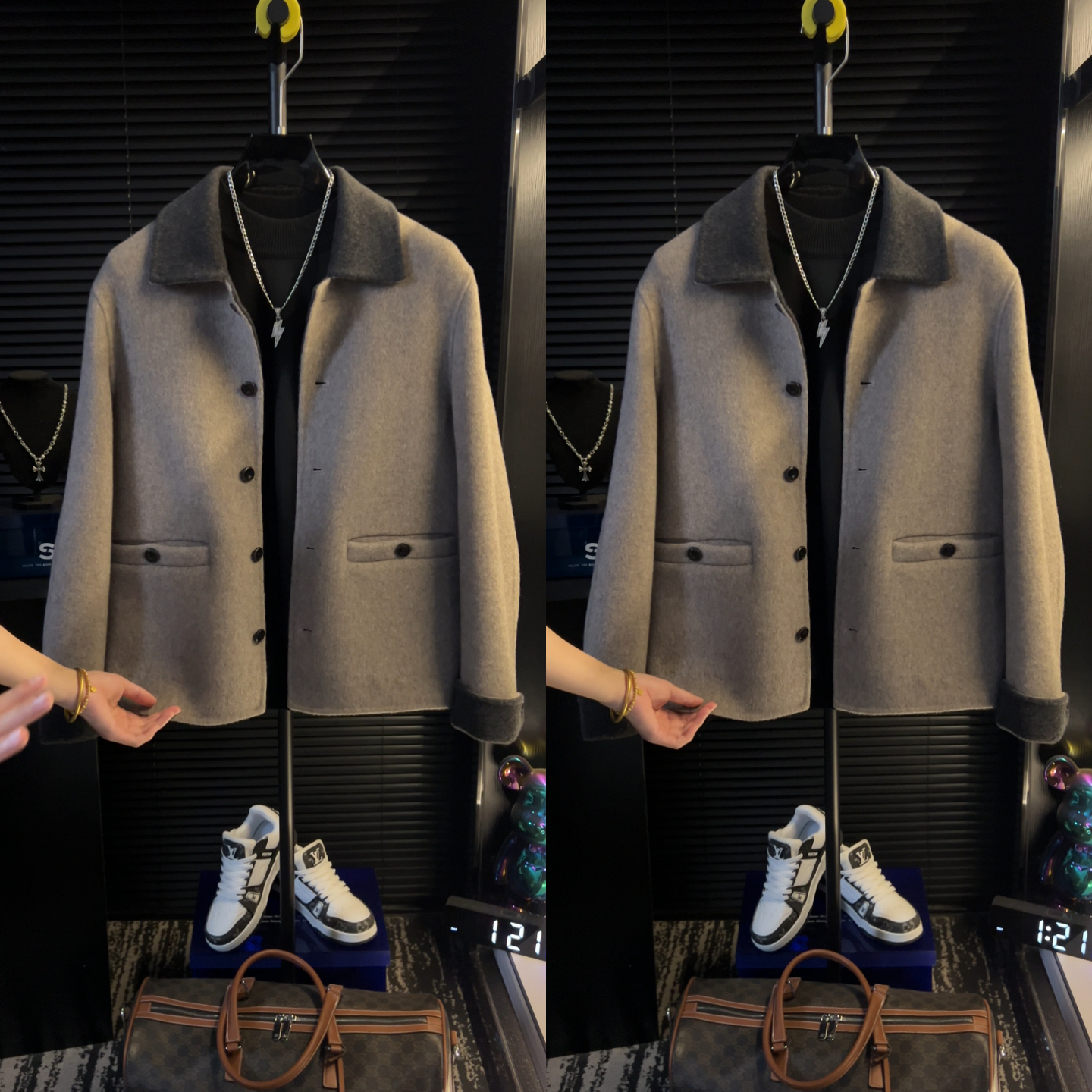 冬季高级感撞色翻领男夹克外套