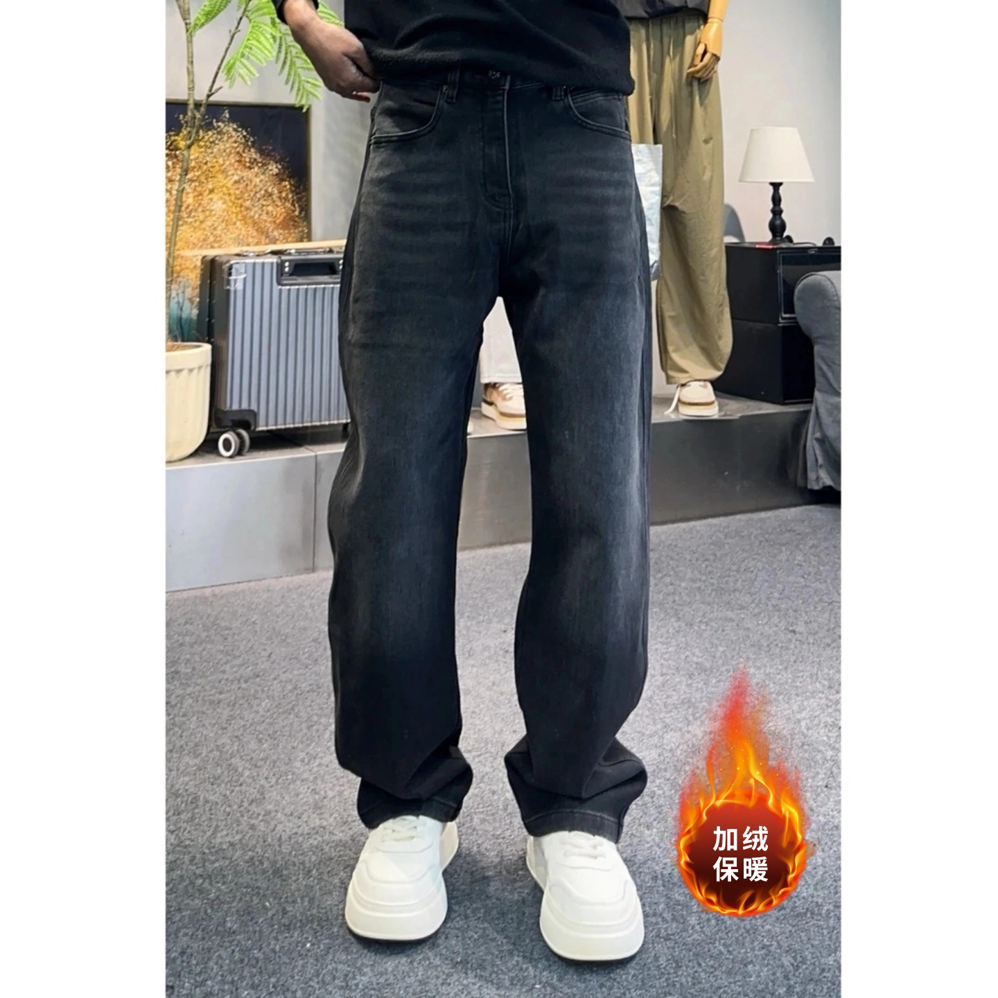 美式复古做旧直筒牛仔裤冬季上新男士百搭休闲时尚高级感水洗长裤