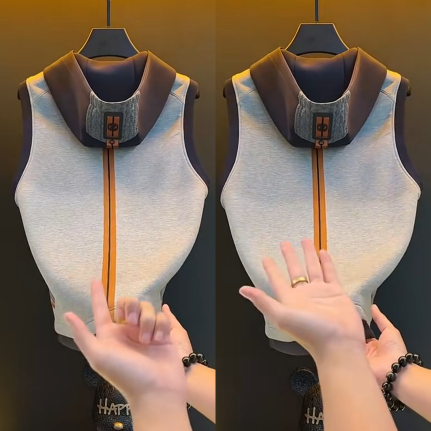 2026春季新款男士连帽马甲商务休闲个性日常百搭拉链开衫背心外套