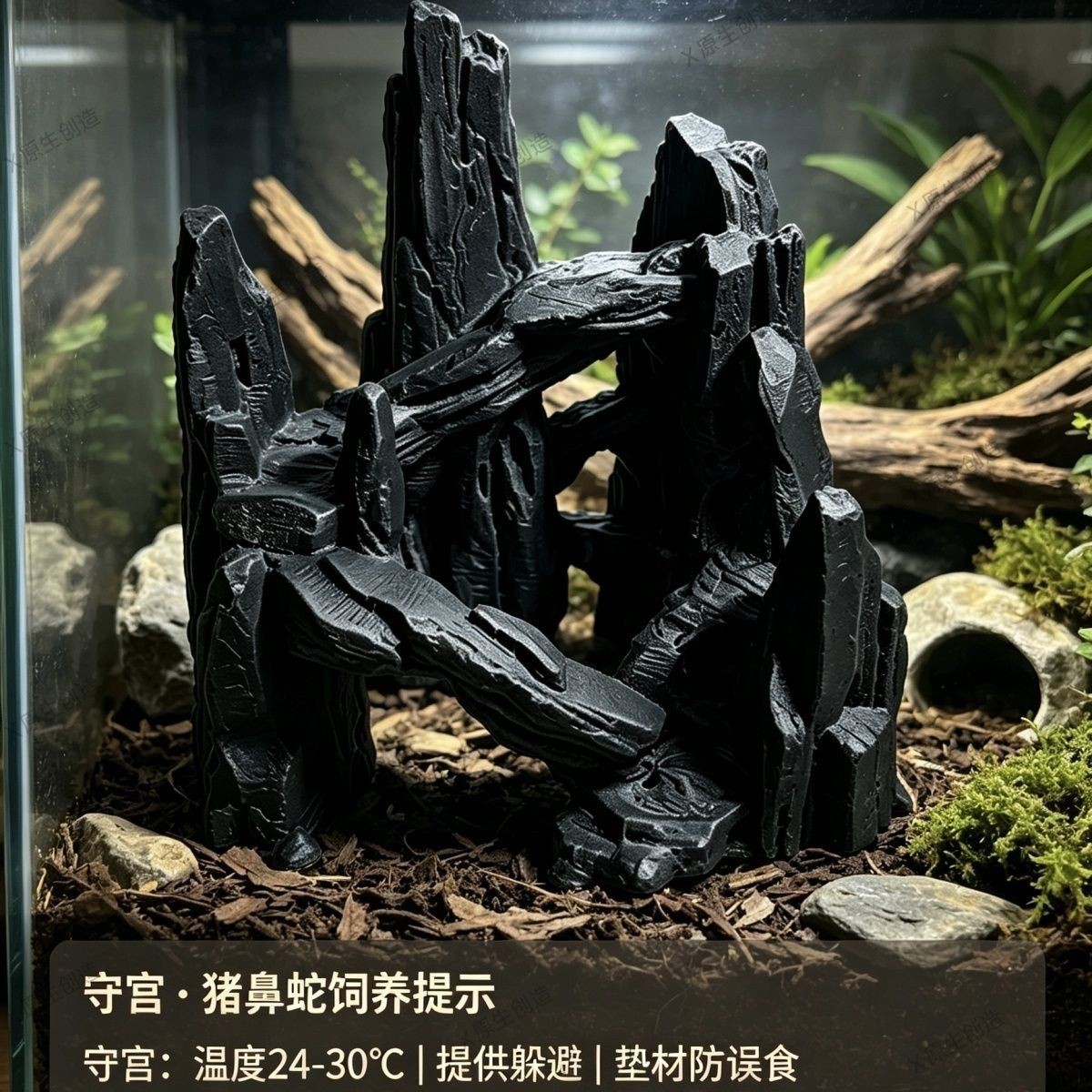 石头仿真爬宠躲避摆件守宫蛇饲养箱造景装饰摆件躲避洞穴