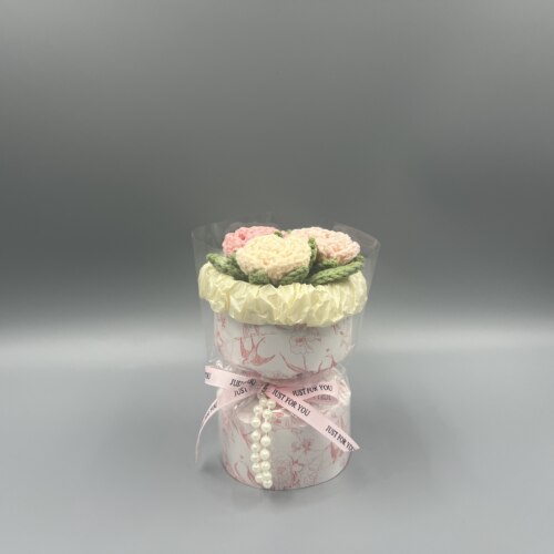 纯手工迷你玫瑰小花束七夕节情人节教师节生日小礼品毛线手工花束
