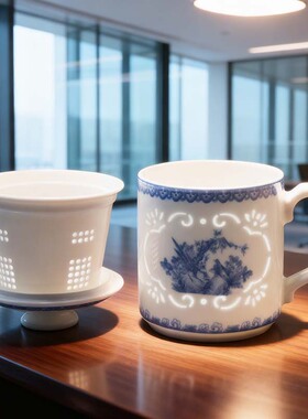 景德镇手工玲珑杯中式镂空透光茶杯高档陶瓷过滤杯伴手礼品杯定制
