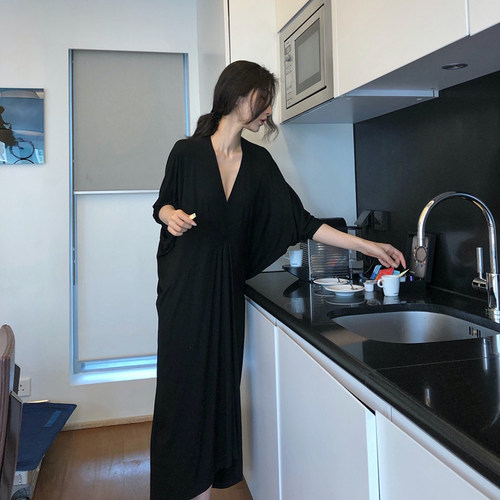 莫代尔连衣裙女宽松慵懒风