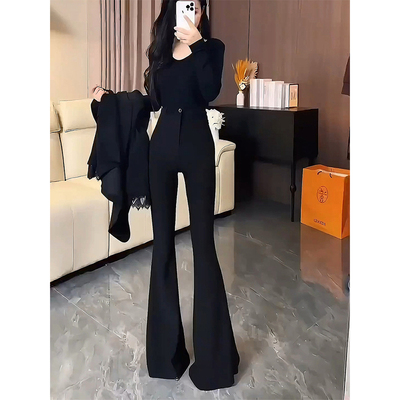 喇叭裤女高腰显瘦拖地长裤