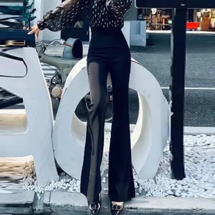 瑜伽裤 喇叭裤 子高腰显瘦垂坠感休闲拖地长裤 黑色裤 女春夏2026新款