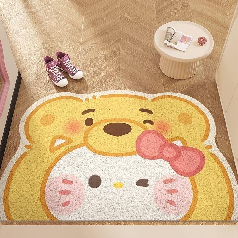 可爱凯蒂猫猫头异形丝圈玄关垫入户刮泥蹭土除尘脚垫家门口换鞋垫