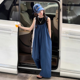 女童夏装套装2026新款儿童洋气时髦夏季大童背心吊带连体裤两件套