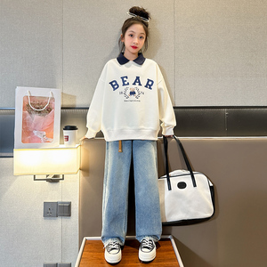 女童卫衣套装春秋款2023新款网红洋气时尚春装中大童儿童两件套潮