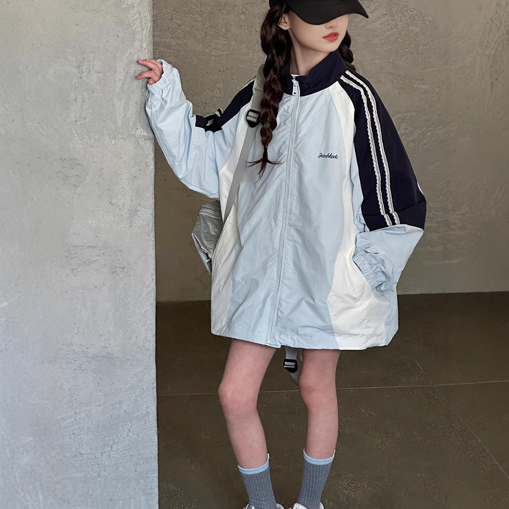 女童休闲外套春秋2025新款韩版儿童洋气夹克衫女孩春装拉链衫上衣