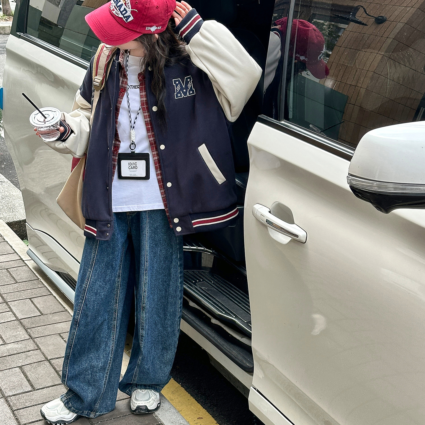 女童卫衣外套2025新款冬季女大童棒球服外套加棉连帽加厚运动冬装