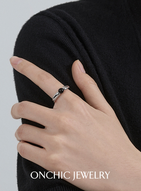 OnchicOR系列小众设计新中式戒指女黑玛瑙高级感珍珠戒轻奢简约