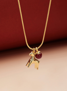 Onchic阳光小马项链中长款毛衣链本命年新年红色吊坠轻奢高级感女