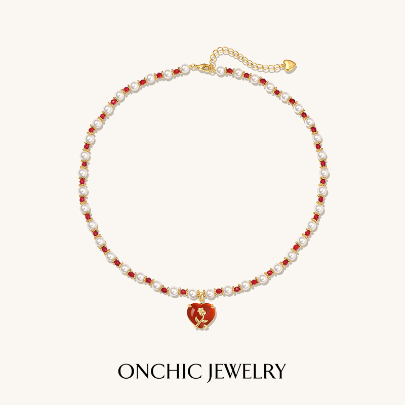 Onchic挚爱玫瑰串珠项链轻奢高级