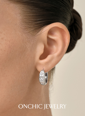 张婧仪同款Onchic绽放星愿耳环女银色锆石耳钉拉丝精致轻奢高级感