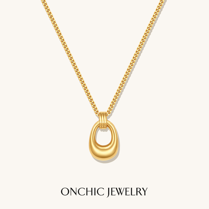 ONCHIC金豆项链女毛衣链镀18k金