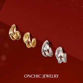 直播 Onchic项链女耳环高级感小众毛衣链秋冬耳饰耳钉轻奢金色