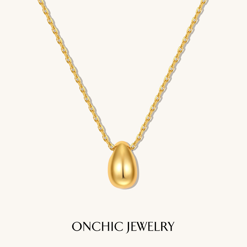 Onchic金属光面水滴项链女高级设计感小众锁骨链简约百搭ins风