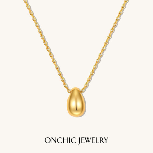 onchic金属光面水滴项链女