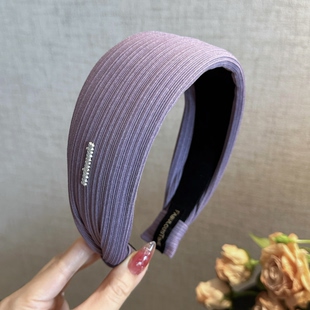 风琴褶皱紫色宽发箍高颅顶优雅气质头箍 杨杨babytime贵气银标min