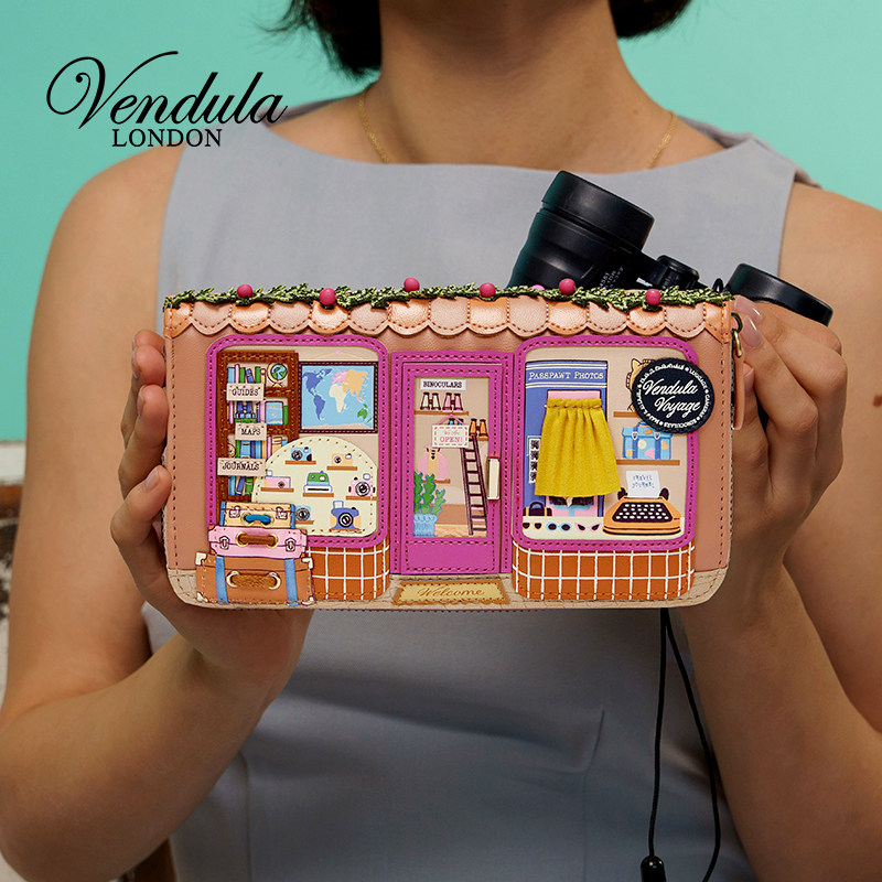 Vendula英国原创手工女包 旅行商店系列少女风中款拉链钱包