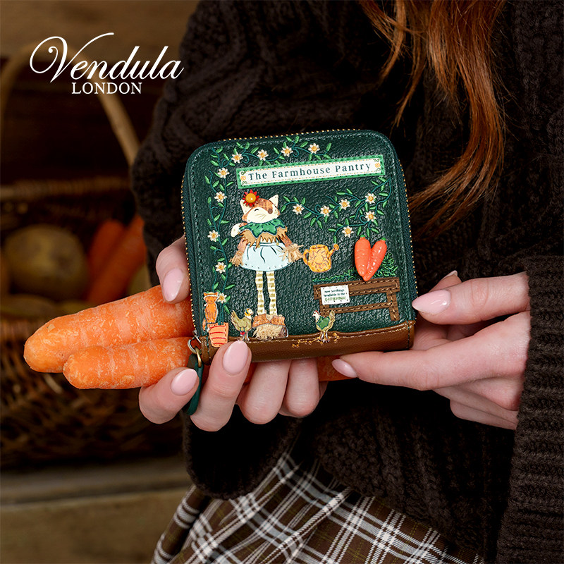 Vendula 英国原创设计师女包农家小铺系列小包方形拉链钱包卡包