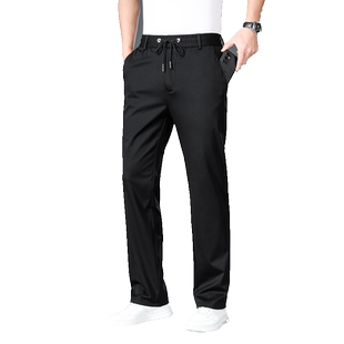 春秋款松紧腰休闲裤加绒男宽松直筒长裤子春秋男士四面弹力运动裤