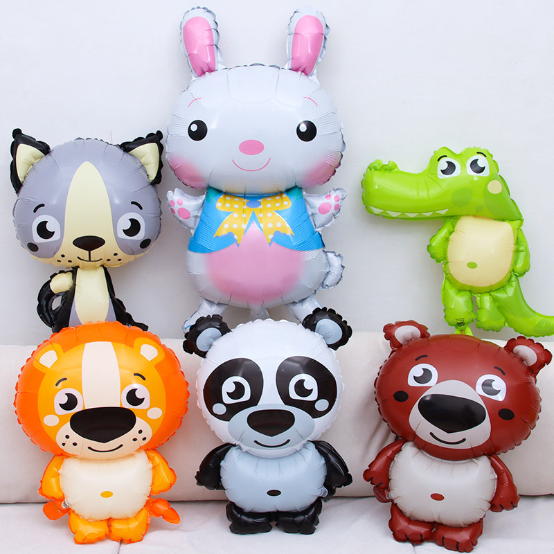 儿童卡通铝膜气球可爱动物狮子熊猫宝宝周岁生日拍照道具