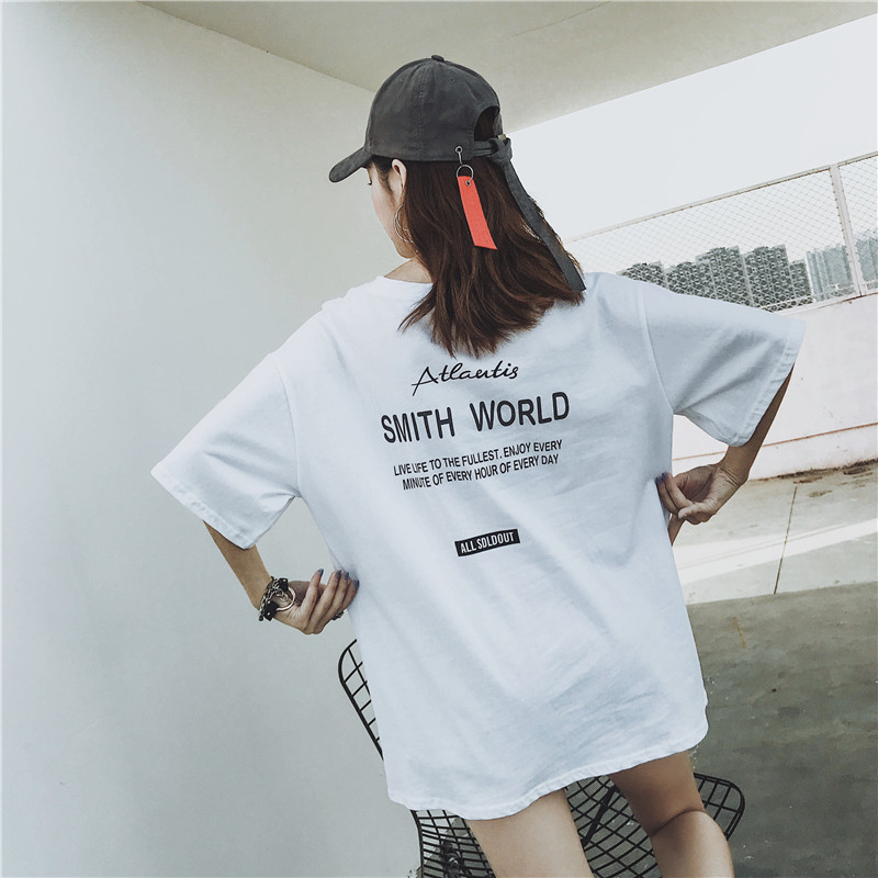 ¶ÌÐätÐôÅ®ÏÄ2018пî¿íËɺ«°æÏÂÒÂʧ×ÙѧÉú¶ÌÐät-shirtÖг¤¿îÉÏÒÂ