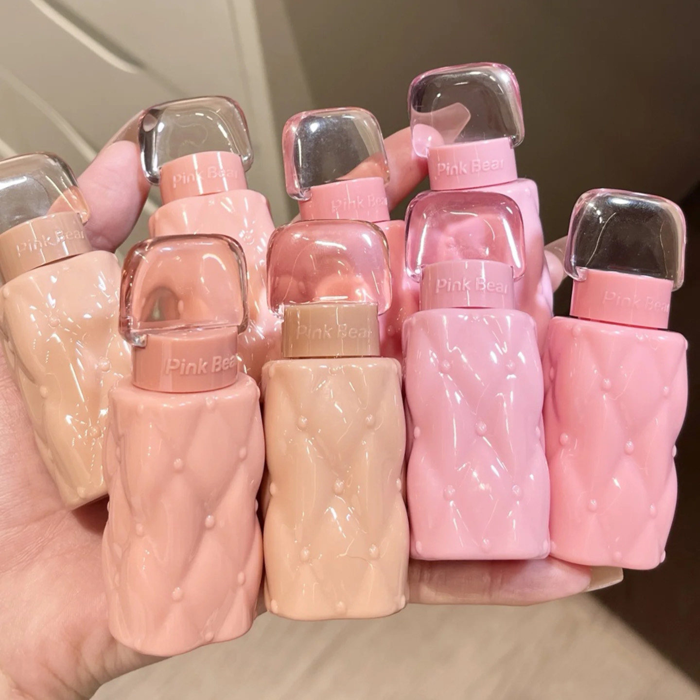 pinkbear唇釉丰唇蜜皮可熊口红p02镜面水光唇部精华唇彩裸色系P04