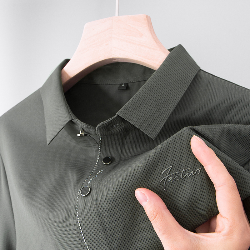 中年爸爸长袖翻领潮流T恤