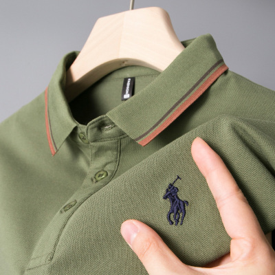 中年男士冰丝战马短袖T恤