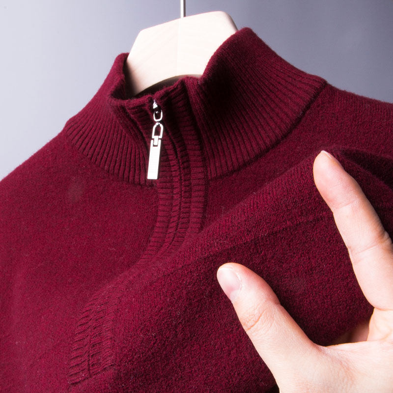 男士100纯羊毛衫中年喜爸爸装结婚宴装秋冬季本命年大红色羊绒衫