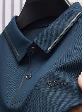 男士冰丝上衣polo衫中年pro爸爸夏装短袖t恤p0lo体恤poli凉感plol