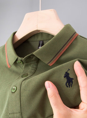 男士长袖t恤POLO衫打底卫衣plol中年爸爸春秋装p0lo纯棉上衣秋衣