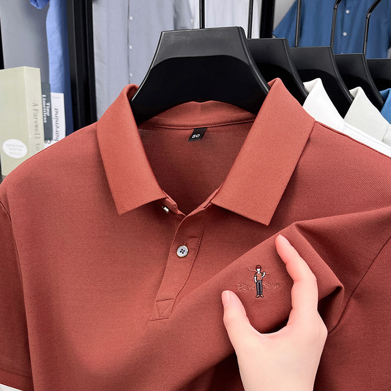 男士短袖T恤POLO衫爸爸夏装上衣服喜公公婚宴结婚礼服本命年红色