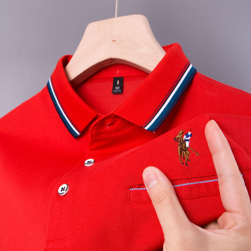 男士POLO衫短袖t恤爸爸夏装喜公公结婚礼服装有带口袋婚宴上衣服